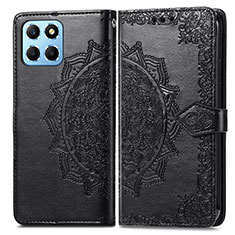 Leather Case Stands Fashionable Pattern Flip Cover Holder for Huawei Honor X6 5G Black