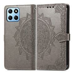 Leather Case Stands Fashionable Pattern Flip Cover Holder for Huawei Honor X6 5G Gray