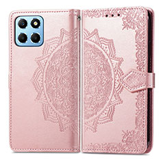 Leather Case Stands Fashionable Pattern Flip Cover Holder for Huawei Honor X6 5G Rose Gold