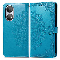 Leather Case Stands Fashionable Pattern Flip Cover Holder for Huawei Honor X7 Blue