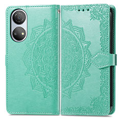 Leather Case Stands Fashionable Pattern Flip Cover Holder for Huawei Honor X7 Green