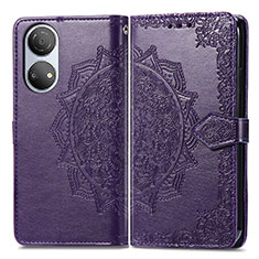 Leather Case Stands Fashionable Pattern Flip Cover Holder for Huawei Honor X7 Purple