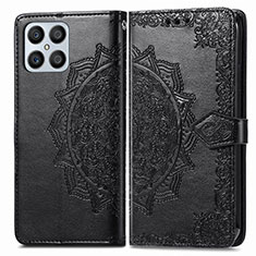 Leather Case Stands Fashionable Pattern Flip Cover Holder for Huawei Honor X8 4G Black