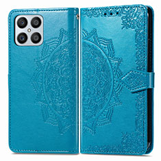 Leather Case Stands Fashionable Pattern Flip Cover Holder for Huawei Honor X8 4G Blue