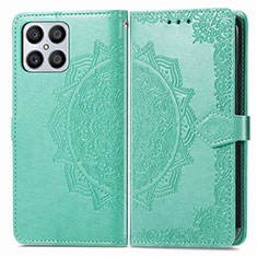 Leather Case Stands Fashionable Pattern Flip Cover Holder for Huawei Honor X8 4G Green