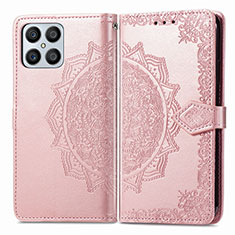 Leather Case Stands Fashionable Pattern Flip Cover Holder for Huawei Honor X8 4G Rose Gold