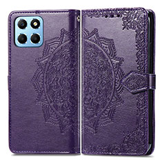 Leather Case Stands Fashionable Pattern Flip Cover Holder for Huawei Honor X8 5G Purple