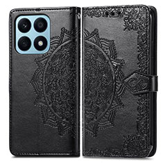 Leather Case Stands Fashionable Pattern Flip Cover Holder for Huawei Honor X8a 4G Black