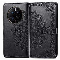 Leather Case Stands Fashionable Pattern Flip Cover Holder for Huawei Mate 50 Black