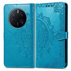 Leather Case Stands Fashionable Pattern Flip Cover Holder for Huawei Mate 50 Pro Blue