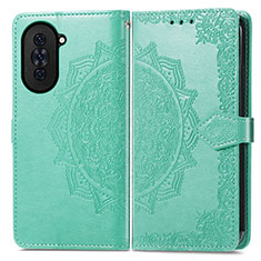 Leather Case Stands Fashionable Pattern Flip Cover Holder for Huawei Nova 10 Green