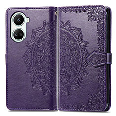 Leather Case Stands Fashionable Pattern Flip Cover Holder for Huawei Nova 10 SE Purple