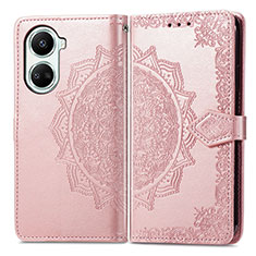 Leather Case Stands Fashionable Pattern Flip Cover Holder for Huawei Nova 10 SE Rose Gold