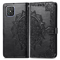 Leather Case Stands Fashionable Pattern Flip Cover Holder for Huawei Nova 8 SE 4G Black