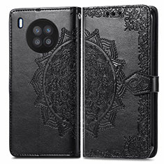 Leather Case Stands Fashionable Pattern Flip Cover Holder for Huawei Nova 8i Black