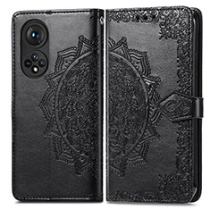 Leather Case Stands Fashionable Pattern Flip Cover Holder for Huawei Nova 9 Pro Black