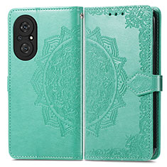 Leather Case Stands Fashionable Pattern Flip Cover Holder for Huawei Nova 9 SE Green