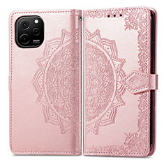 Leather Case Stands Fashionable Pattern Flip Cover Holder for Huawei Nova Y61 Rose Gold