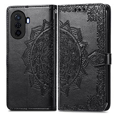 Leather Case Stands Fashionable Pattern Flip Cover Holder for Huawei Nova Y70 Black