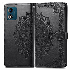 Leather Case Stands Fashionable Pattern Flip Cover Holder for Motorola Moto E13 Black