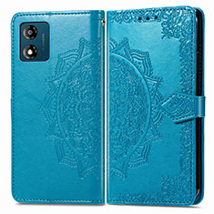 Leather Case Stands Fashionable Pattern Flip Cover Holder for Motorola Moto E13 Blue