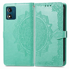 Leather Case Stands Fashionable Pattern Flip Cover Holder for Motorola Moto E13 Green