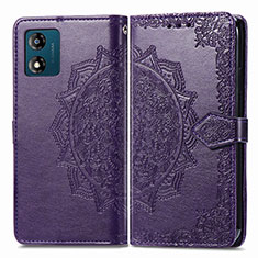 Leather Case Stands Fashionable Pattern Flip Cover Holder for Motorola Moto E13 Purple