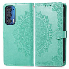 Leather Case Stands Fashionable Pattern Flip Cover Holder for Motorola Moto Edge (2021) 5G Green