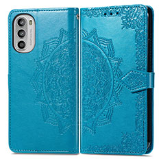 Leather Case Stands Fashionable Pattern Flip Cover Holder for Motorola Moto Edge (2022) 5G Blue