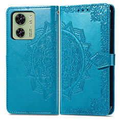 Leather Case Stands Fashionable Pattern Flip Cover Holder for Motorola Moto Edge (2023) 5G Blue