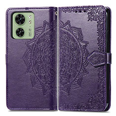 Leather Case Stands Fashionable Pattern Flip Cover Holder for Motorola Moto Edge (2023) 5G Purple