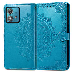 Leather Case Stands Fashionable Pattern Flip Cover Holder for Motorola Moto Edge 40 Neo 5G Blue