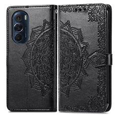 Leather Case Stands Fashionable Pattern Flip Cover Holder for Motorola Moto Edge X30 5G Black