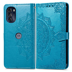 Leather Case Stands Fashionable Pattern Flip Cover Holder for Motorola Moto G 5G (2022) Blue