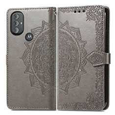 Leather Case Stands Fashionable Pattern Flip Cover Holder for Motorola Moto G Play (2023) Gray