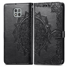 Leather Case Stands Fashionable Pattern Flip Cover Holder for Motorola Moto G Power (2021) Black