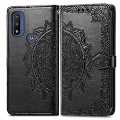 Leather Case Stands Fashionable Pattern Flip Cover Holder for Motorola Moto G Pure Black