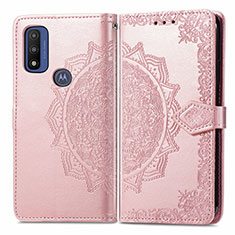 Leather Case Stands Fashionable Pattern Flip Cover Holder for Motorola Moto G Pure Rose Gold