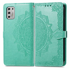 Leather Case Stands Fashionable Pattern Flip Cover Holder for Motorola Moto G Stylus (2021) Green