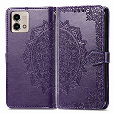 Leather Case Stands Fashionable Pattern Flip Cover Holder for Motorola Moto G Stylus (2023) 4G Purple