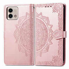 Leather Case Stands Fashionable Pattern Flip Cover Holder for Motorola Moto G Stylus (2023) 5G Rose Gold