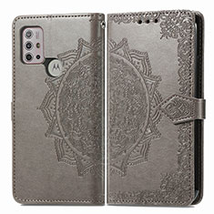 Leather Case Stands Fashionable Pattern Flip Cover Holder for Motorola Moto G10 Power Gray