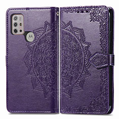 Leather Case Stands Fashionable Pattern Flip Cover Holder for Motorola Moto G10 Purple