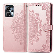 Leather Case Stands Fashionable Pattern Flip Cover Holder for Motorola Moto G13 Rose Gold