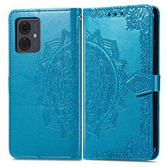 Leather Case Stands Fashionable Pattern Flip Cover Holder for Motorola Moto G14 Blue