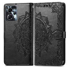 Leather Case Stands Fashionable Pattern Flip Cover Holder for Motorola Moto G23 Black