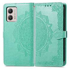 Leather Case Stands Fashionable Pattern Flip Cover Holder for Motorola Moto G53 5G Green