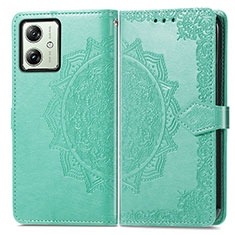 Leather Case Stands Fashionable Pattern Flip Cover Holder for Motorola Moto G54 5G Green