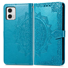 Leather Case Stands Fashionable Pattern Flip Cover Holder for Motorola Moto G73 5G Blue