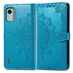 Leather Case Stands Fashionable Pattern Flip Cover Holder for Nokia C12 Pro Blue